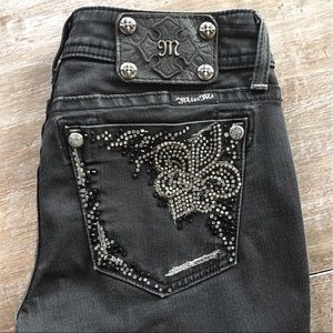 Miss Me Rhinestone Skinny Jeans JE5764GR Size 27